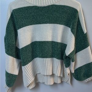 Altar'd State Green and Cream Striped Sweater